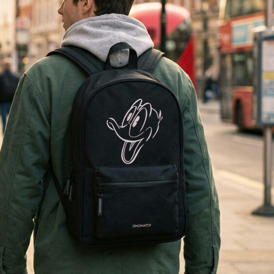 Onomato! Disney Donald Duck Backpack with Front Zip Pocket Black