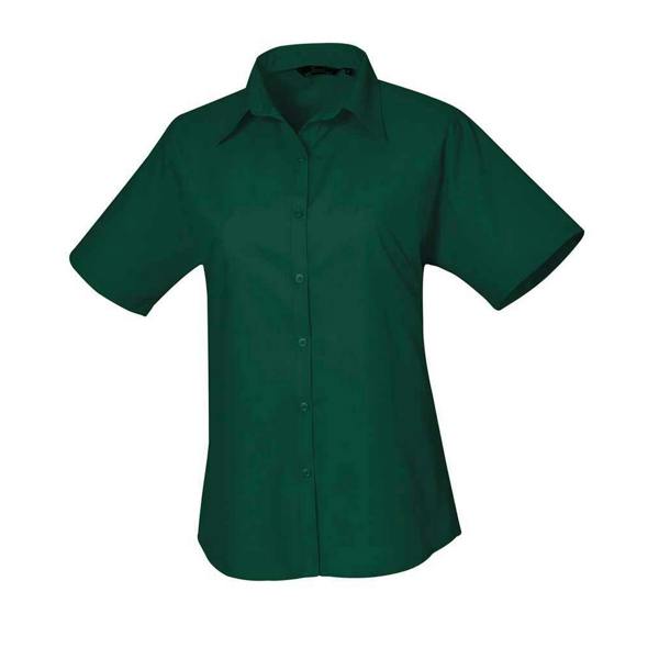 Premier Womens/Ladies Poplin Short-Sleeved Blouse - Bottle Green