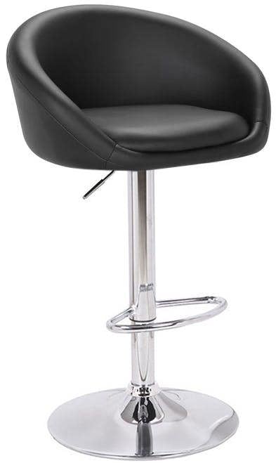Lamboro Luca Single Kitchen Bar Stool, Chrome Footrest, Height Adjustable Swivel Gas Lift, Breakfast Bar & Home Barstool, Black