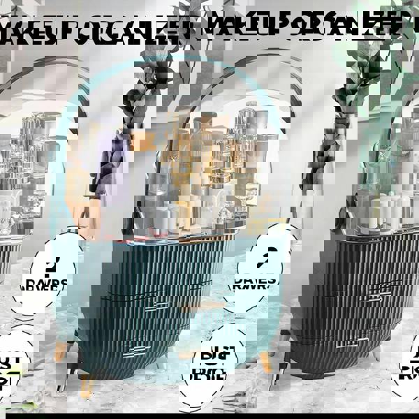 ilus Makeup Organizer Case Drawer Portable Cosmetic Jewellery Storage Box Dark Green