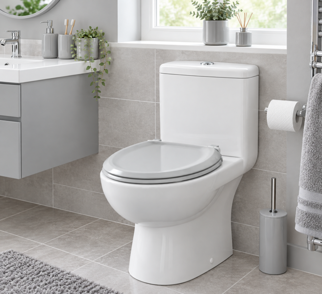 Bemis Whisper Grey Wood Slow Close Toilet Seat - 492