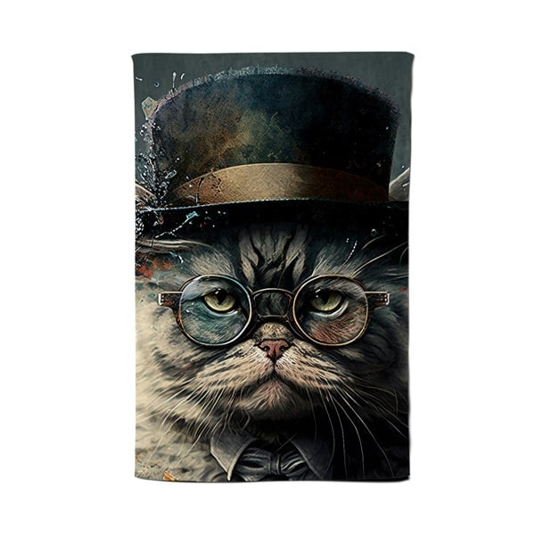 Warren Reed Selkirk Rex Cat With Glasses Splashart Tea Towel
