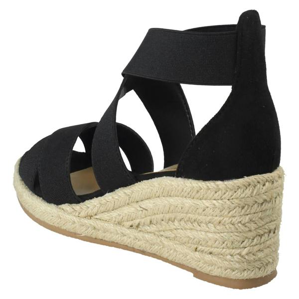 Savannah Ladies Savannah Elasticated Strap Wide Fit Wedge Heel Sandals F2308