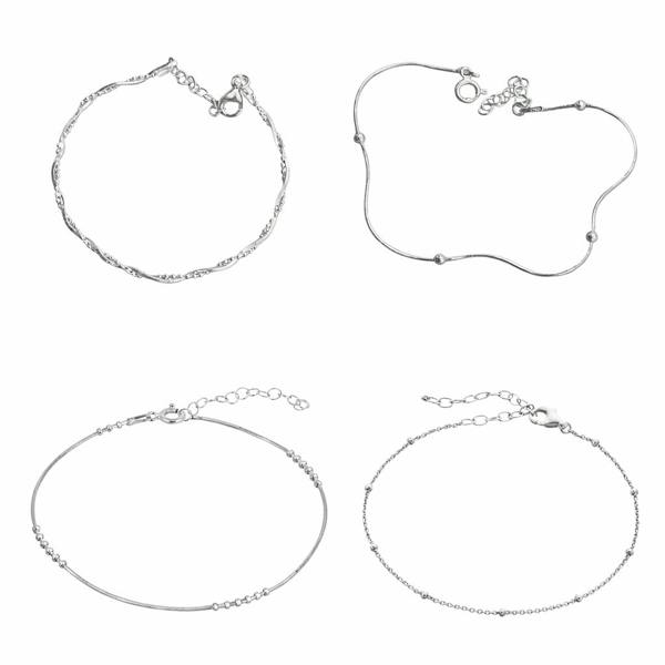 Spero London Sterling Silver Beaded Bracelet Layering Set