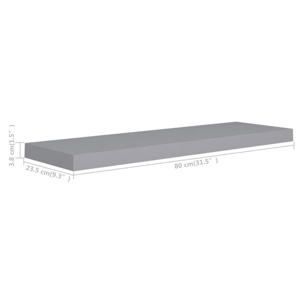 Berkfield Floating Wall Shelves 2 pcs Grey 80x23.5x3.8 cm MDF