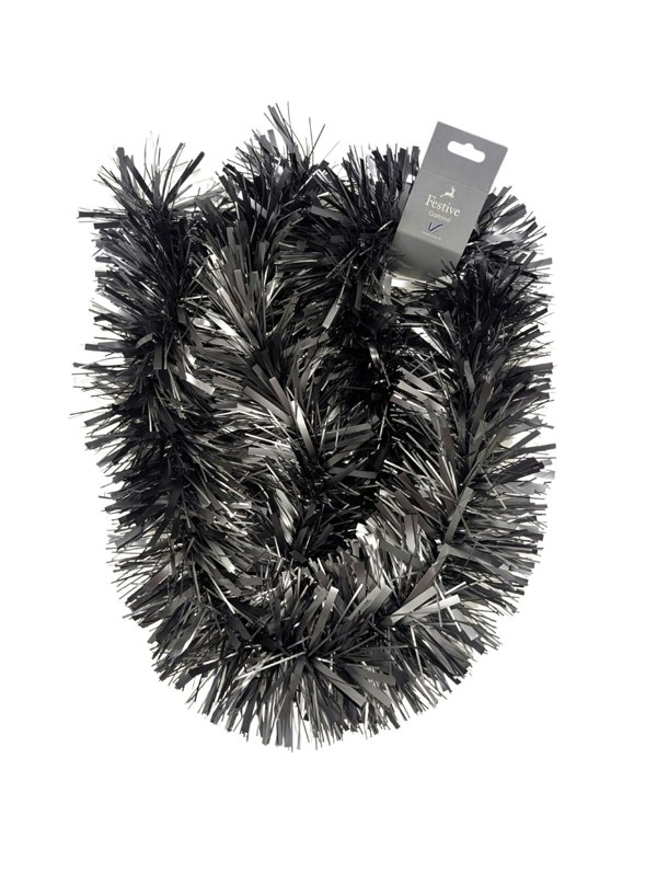 Samuel Alexander 2m x 15cm Chunky & Fine Mix Christmas Tinsel Garland in Matt Graphite