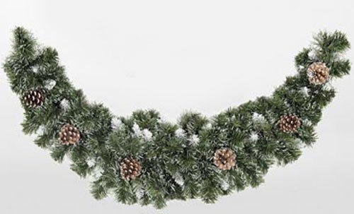 Samuel Alexander 90cm Snow King Fir Christmas Swag Garland with Pine Cones & Snow Tips
