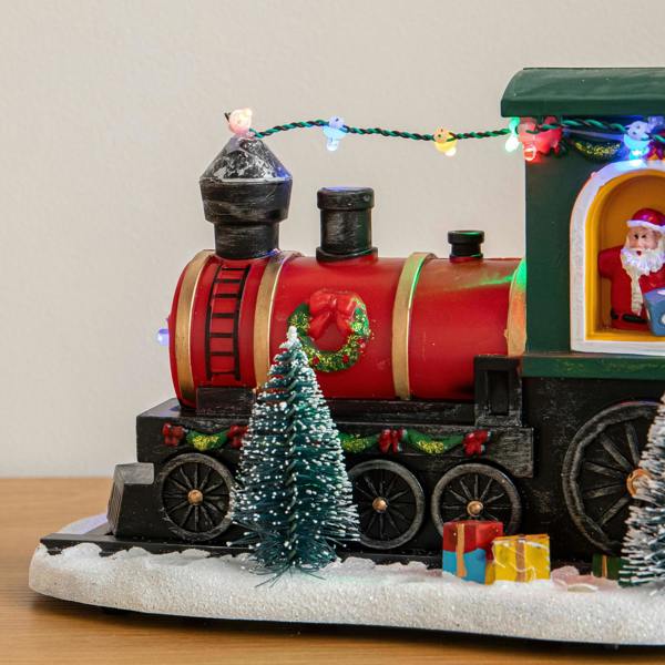 Samuel Alexander 22cm Light Up Christmas Train with Santa with 8 Multi-Coloured LEDs