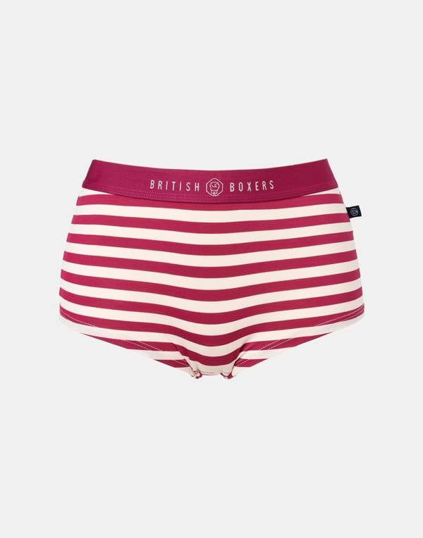 British Boxers Multipack! 4 Pairs of Women's Bamboo Hipster Boxer Briefs – Rhubarb Sugar