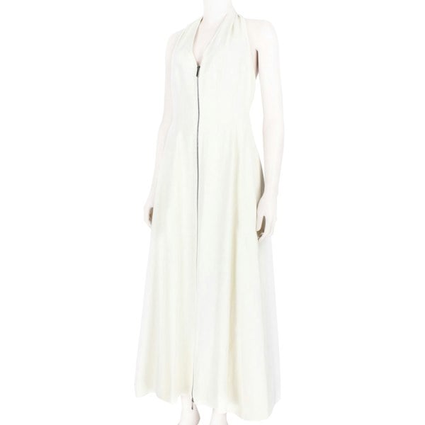 Raey halter dress in a luxurious ivory linen blend twill fabric