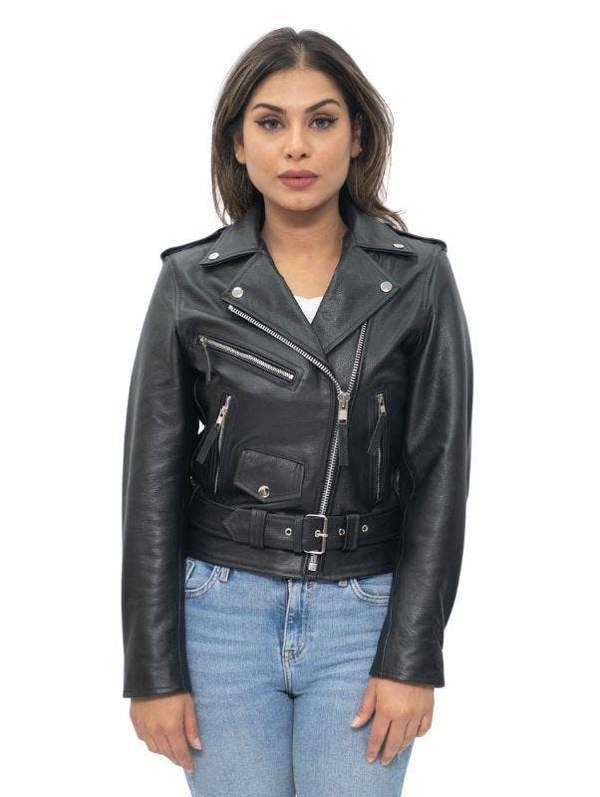 Infinity Leather Women's Cowhide Brando Leather Biker Jacket-Murcia