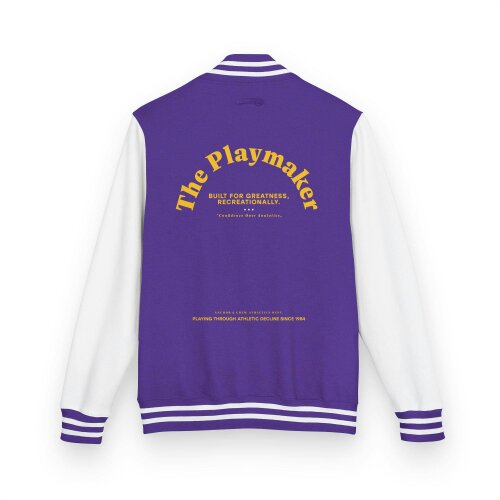 Anchor & Crew The Playmaker Basketball Club League Cotton Varsity Letterman Jacket - Indigo Purple & White
