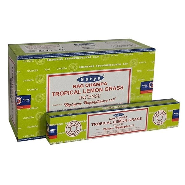 Serano Set of 12 Packets of Tropical Lemon Grass Incense Sticks by Satya