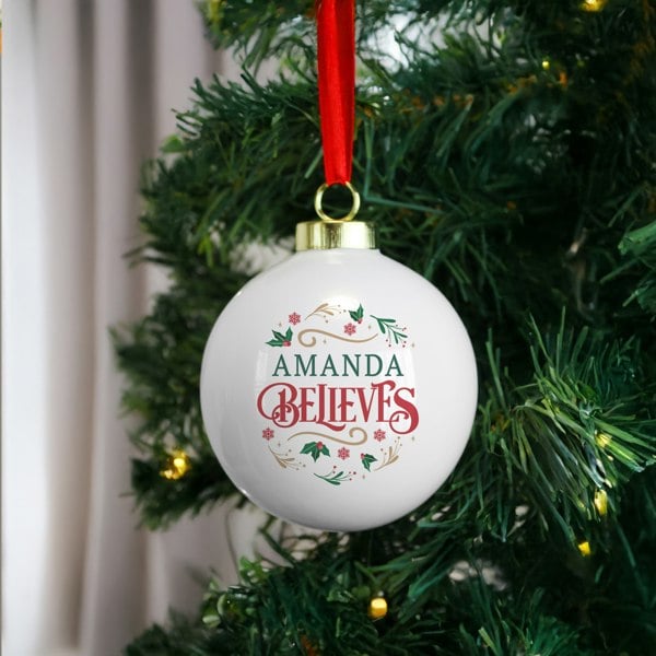 Personalised Memento Company Personalised Believe in Christmas Bauble
