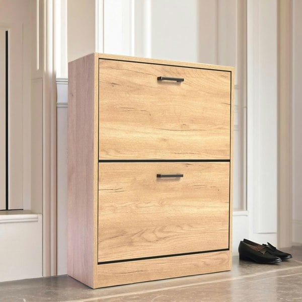 Rafaelo Mobilia 2 Drawer Shoe Storage Cabinet Pine