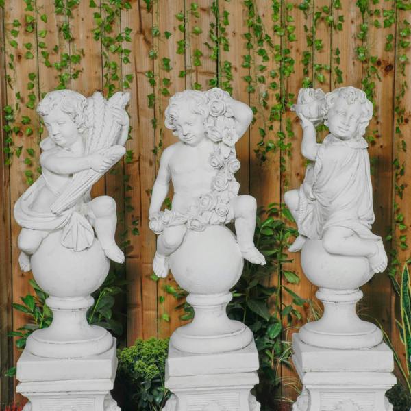 White Four Seasons Cherub Statues 