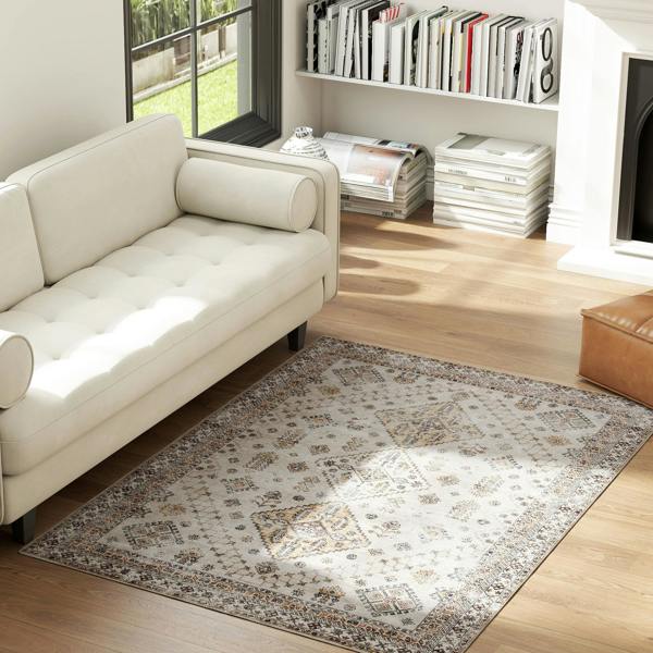 HOMCOM Flannel Non-Slip Washable Rug for Living Room, 170 x 120 cm, Grey