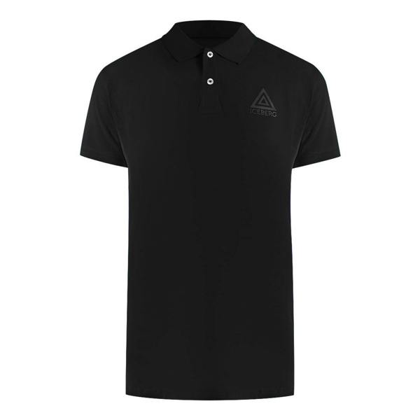 Iceberg Ice Iceberg Triangle Logo Black Polo Shirt