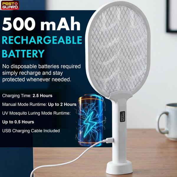 Electric Fly Swatter Racket - 2 in 1 Rechargeable Electric Fly Swatter & Zapper with LED Light, USB Powered Flying Insect Control Tool
