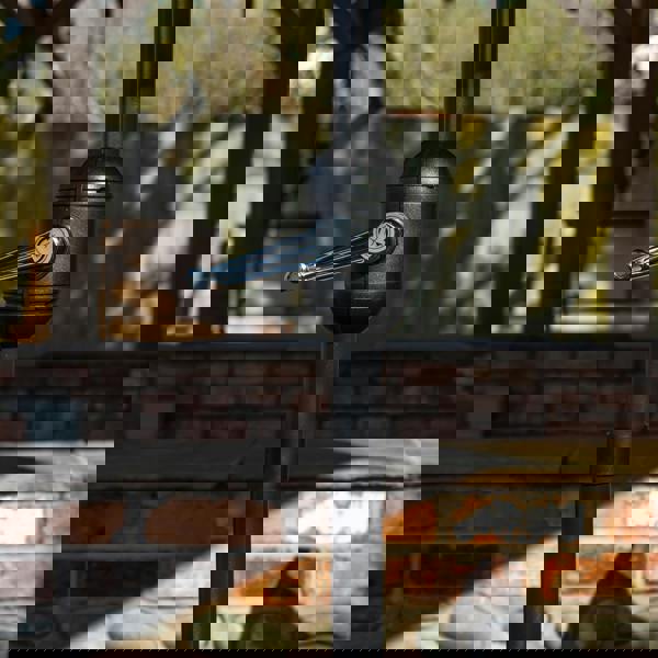 Samuel Alexander Outdoor 4 Person Round Glass Top Garden Dining Table Chairs With Black Parasol and Base Set