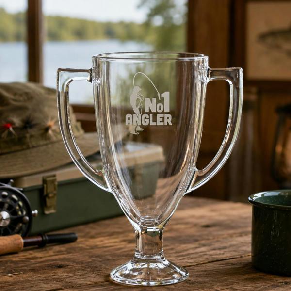 Top 3 No 1 Angler Fishing Trophy Pint Glass Clear