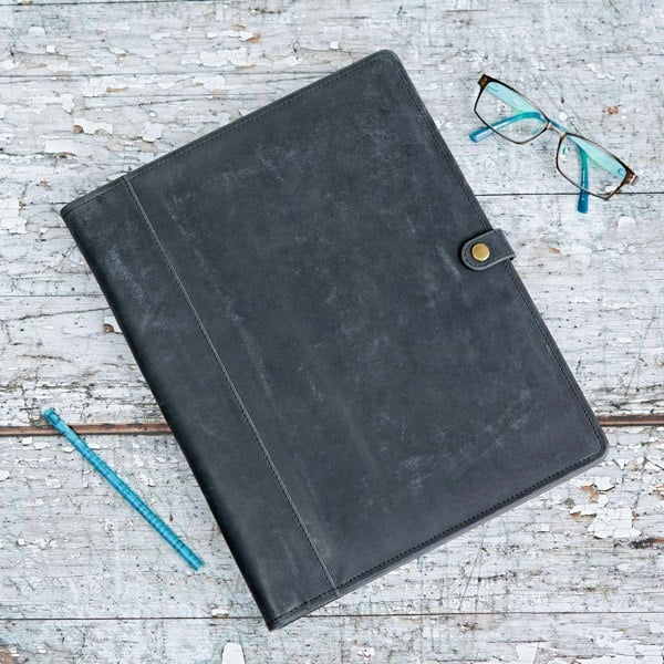 Paper High Distressed Buffalo Leather Document Portfolio