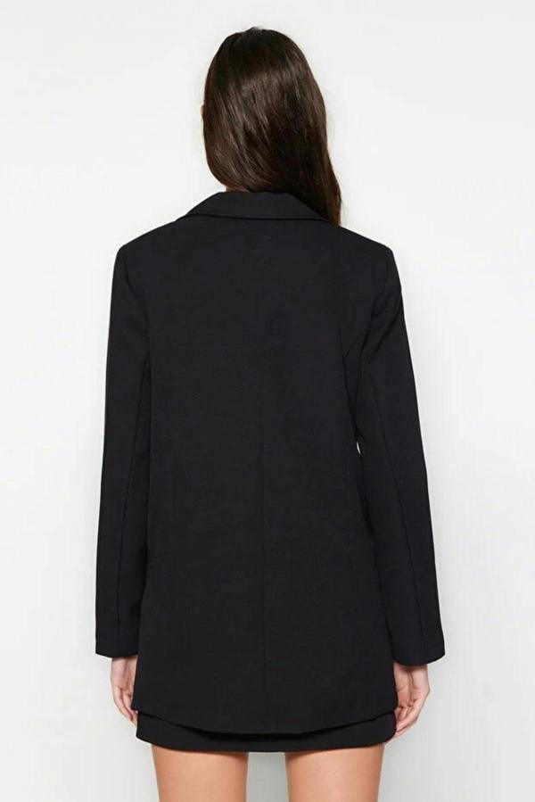 WOVCOR Oversize Lined Buttoned Woven Blazer Jacket