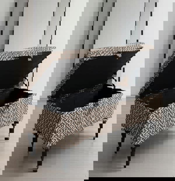 Eden brown pattern geometry coffee table storage Footstool Pouffe - ISTOOLS