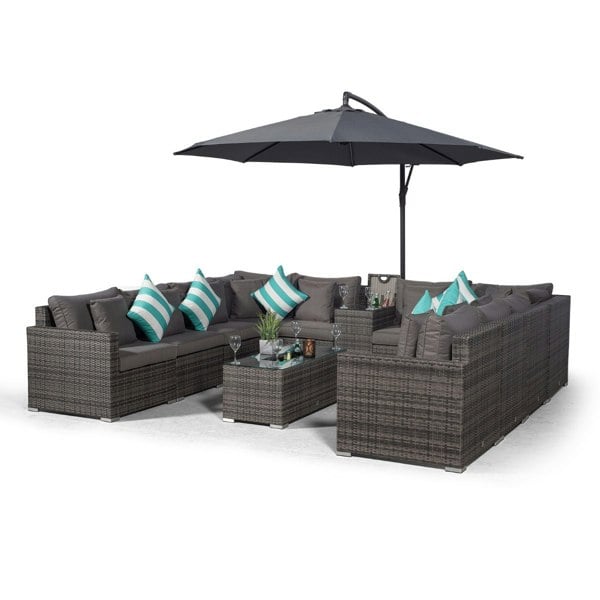Giardino Havana 10 Seat Rattan Sofa Set with Armrest and Ice Bucket Coffee Table