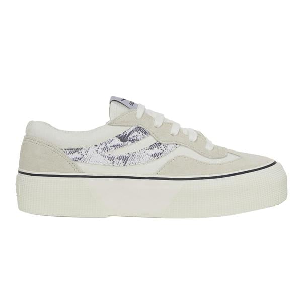 Superga Womens/Ladies 3041 Revolley Snake Swallow Tail Suede Trainers - Milk White/Avorio/Navy - 