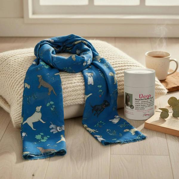 Art on Scarves Recycled Bottle Scarf - Dogs