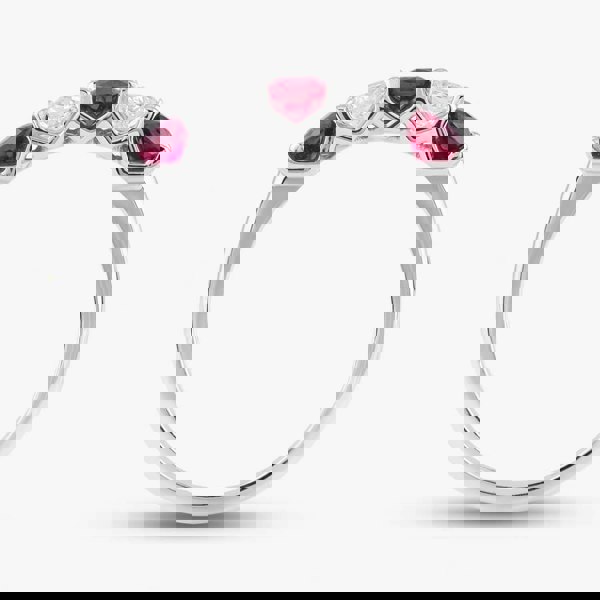 T. H. Baker Platinum Brilliant Cut Ruby & Diamond Five Stone Ring 32706