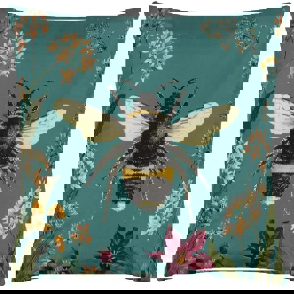 Wylder Midnight Garden Bee Outdoor Cushion Cover - Teal