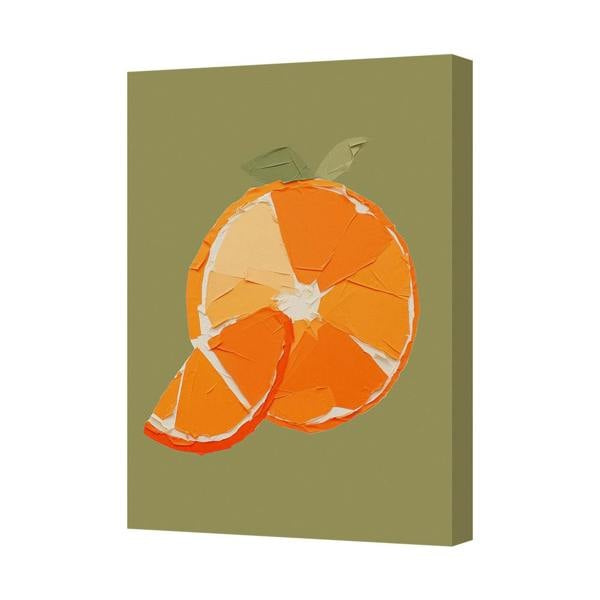 Benjamin Tate Design Orange Slice Canvas Wall Art Print On Olive Background