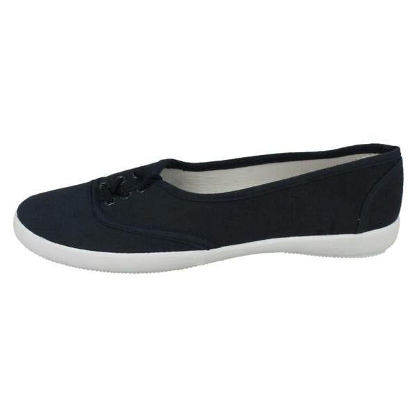Spot On Ladies Spot On Canvas Flat Ballerina Pumps F8854