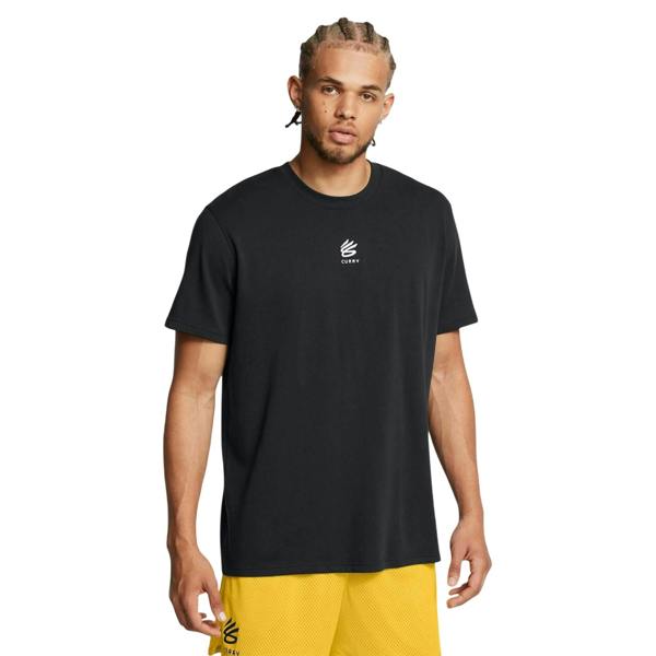 Under Armour Mens Curry Logo Heavyweight T-Shirt - Black/White - 