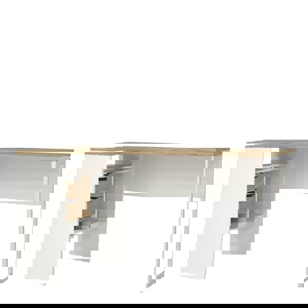 Furniture To Go Function Plus Corner Desk 2 Drawers in White and Oak