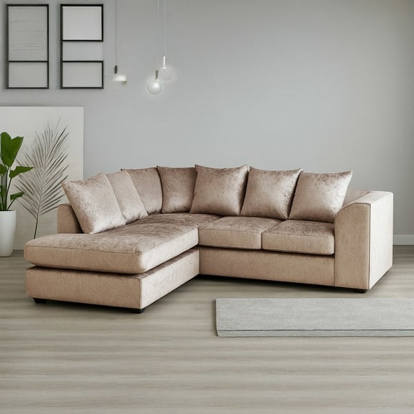 Furnishings For Less Crystal Crushed Velvet Scatter Corner Sofa