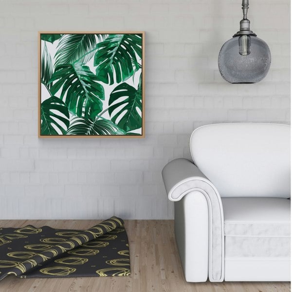 Warren Reed Tropical Jungle Leaf Pattern Framed Canvas