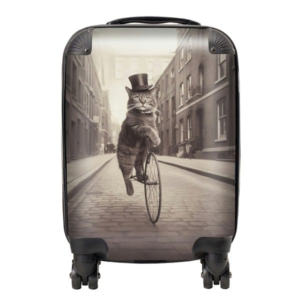 Warren Reed Victorian Cat Riding A Bike Suitcase