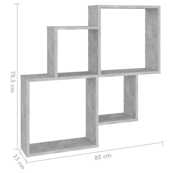 Berkfield Wall Cube Shelf Concrete Grey 80x15x78.5 cm Engineered Wood