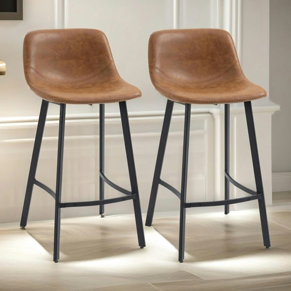 Rafaelo Mobilia Set of 2 Industrial Brown Bar Stools