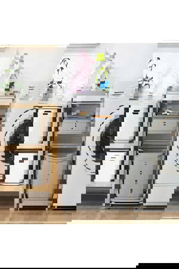 Living and Home 3-Tier Detachable Laundry Basket Fruit Vegetable Storage Rack Kitchen Trolley Cart with Wheels