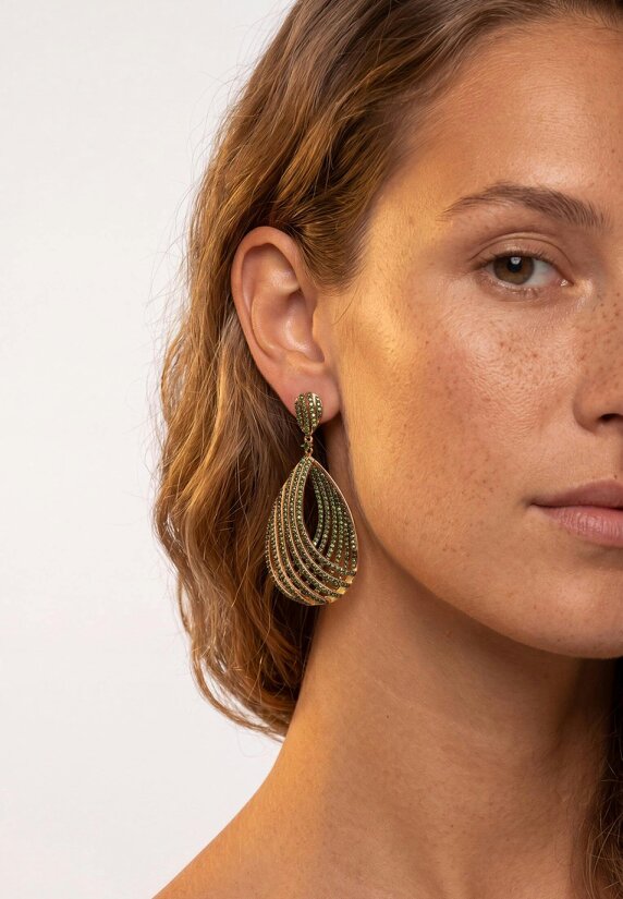 Latelita Vortex Teardrop Earrings Peridot Green Gold