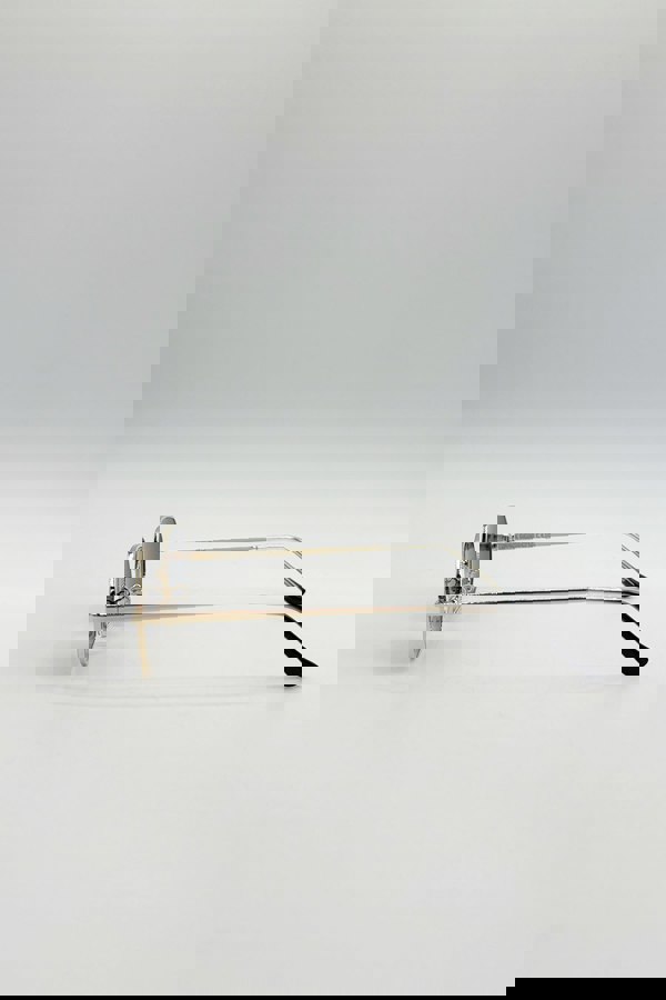 SVNX Oval Geometric Metal Frame Sunglasses Black Gold