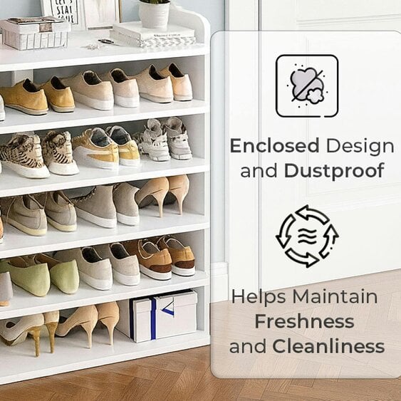 Neo White 6 Tier Wooden Shoe Rack