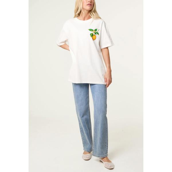 Blue Vanilla Short Sleeve Back Lemon Print T-Shirt
