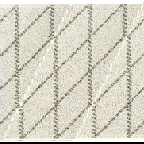 Diamond Design Thick Shaggy Area Rugs Ivory