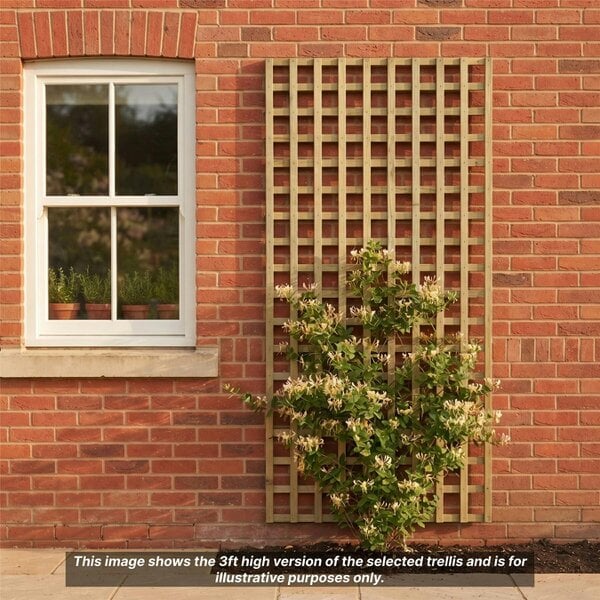 Premier Garden Supplies Privacy Square Top Fence Panel Topper 6ft x 1-6ft Garden Trellis Flat Top Lattice Panels for Fencing, Pergola & Patio - Wood - 3, 4 or 5