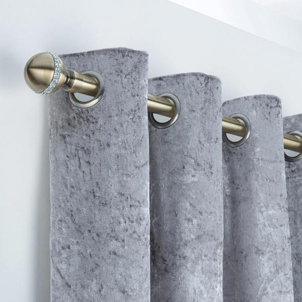 A.Unique Home Diamante Ball Extendable Curtain Pole (25/28mm) (Antique Brass,70cm-120cm)